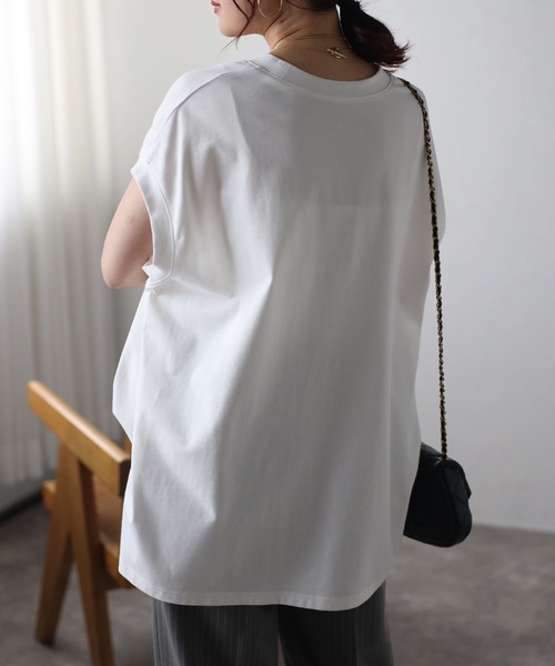 「＆HALF」 「noa-ge」半袖カットソー FREE ブラック レディース_画像3