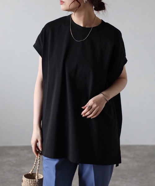 「＆HALF」 「noa-ge」半袖カットソー FREE ブラック レディース_画像8