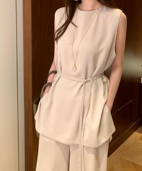 FAVORITO セットアップ ノースリーブトップス＋ワイドパンツ