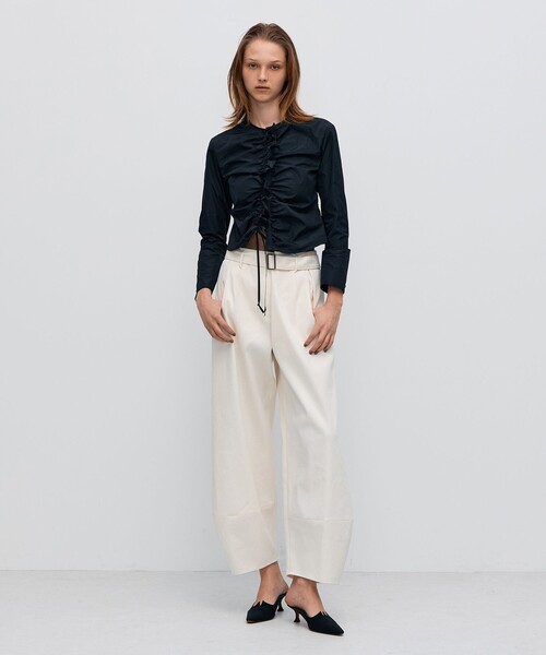 BACCA（バッカ） ブラウス シャツ ポリエステルタフタ ギャザード