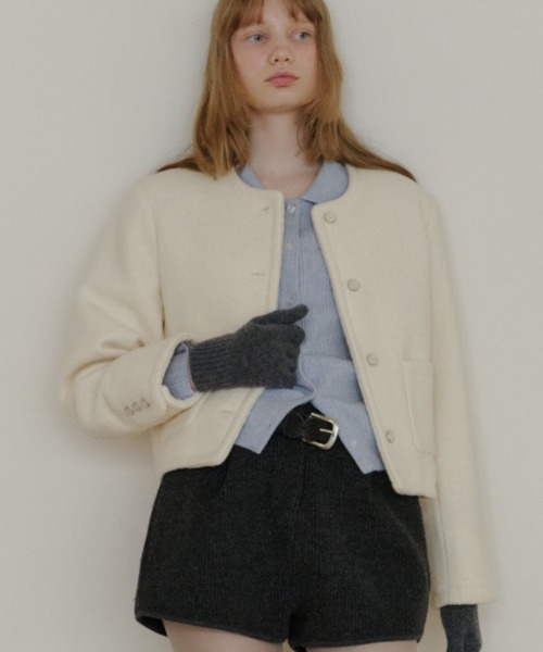 GIUNON ノーカラーコート コート collarless short jacket coat