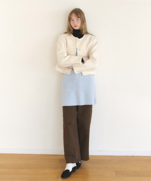 GIUNON ノーカラーコート コート collarless short jacket coat