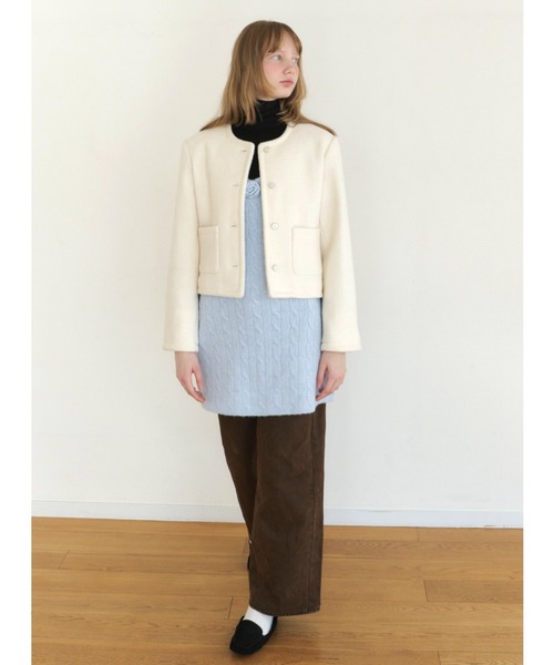 GIUNON ノーカラーコート コート collarless short jacket coat