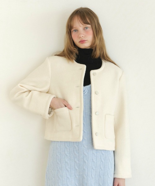 GIUNON ノーカラーコート コート collarless short jacket coat