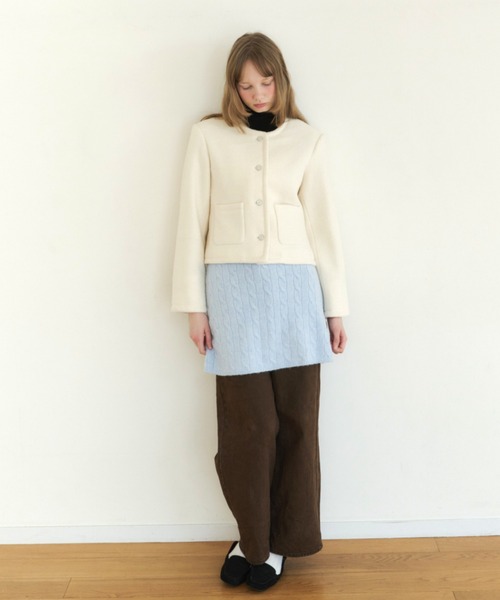 GIUNON ノーカラーコート コート collarless short jacket coat