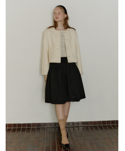 GIUNON ノーカラーコート コート collarless short jacket coat