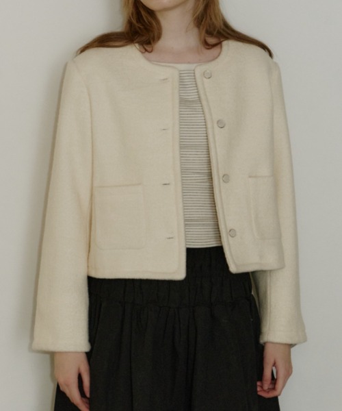 GIUNON ノーカラーコート コート collarless short jacket coat