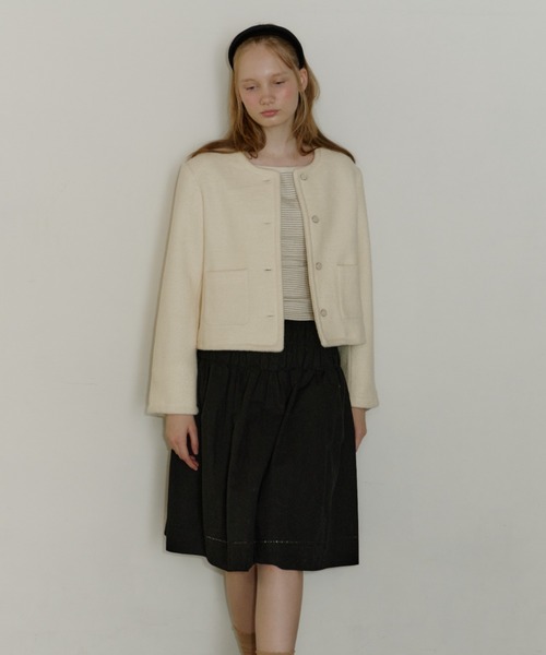 GIUNON ノーカラーコート コート collarless short jacket coat