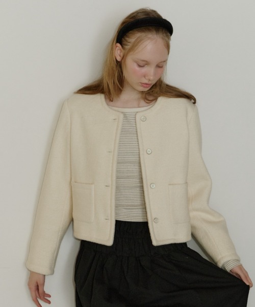 GIUNON ノーカラーコート コート collarless short jacket coat