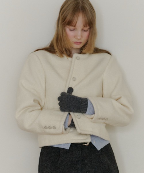 GIUNON ノーカラーコート コート collarless short jacket coat