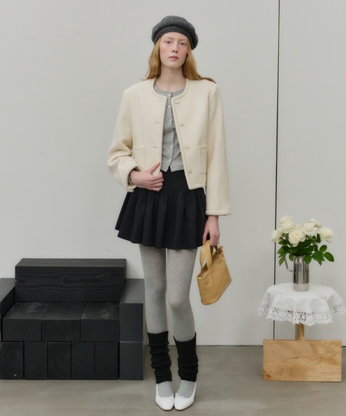 GIUNON ノーカラーコート コート collarless short jacket coat