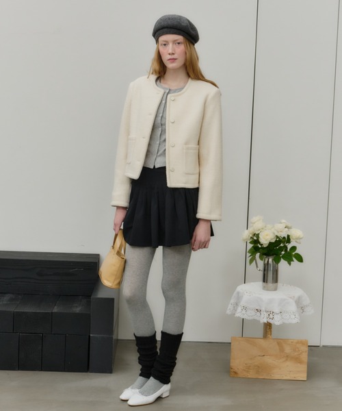 GIUNON ノーカラーコート コート collarless short jacket coat