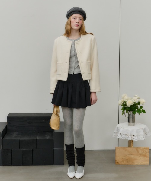 GIUNON ノーカラーコート コート collarless short jacket coat