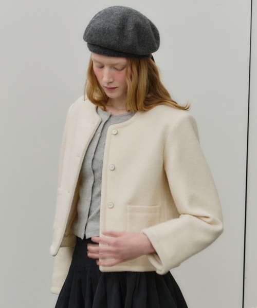 GIUNON ノーカラーコート コート collarless short jacket coat
