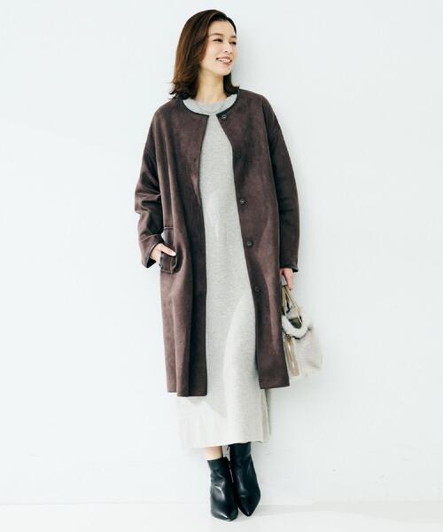 ワンピース 「ロング丈/ゆったりシルエット」テントライン ニットワンピースの画像