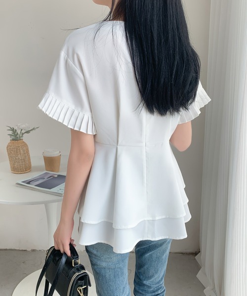 「ABITOKYO」 半袖ブラウス L ブルー レディース_画像2