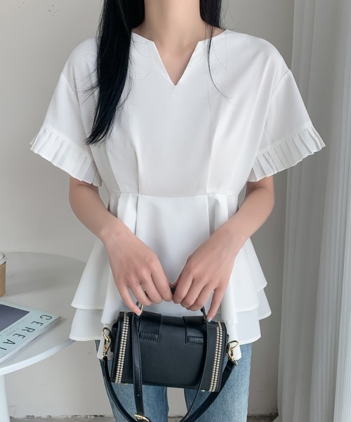 「ABITOKYO」 半袖ブラウス L ブルー レディース_画像3