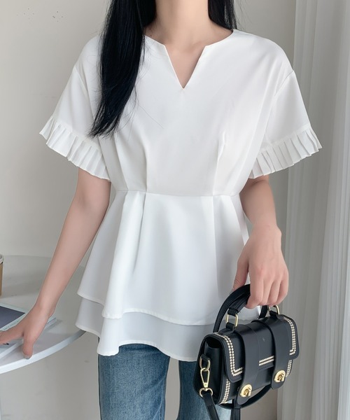 「ABITOKYO」 半袖ブラウス L ブルー レディース_画像4