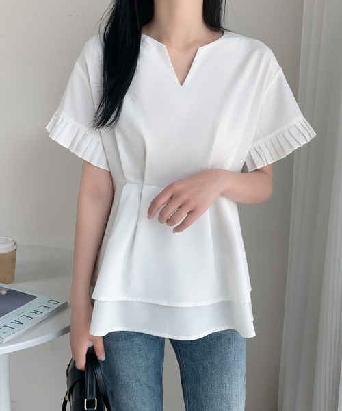 「ABITOKYO」 半袖ブラウス L ブルー レディース_画像5