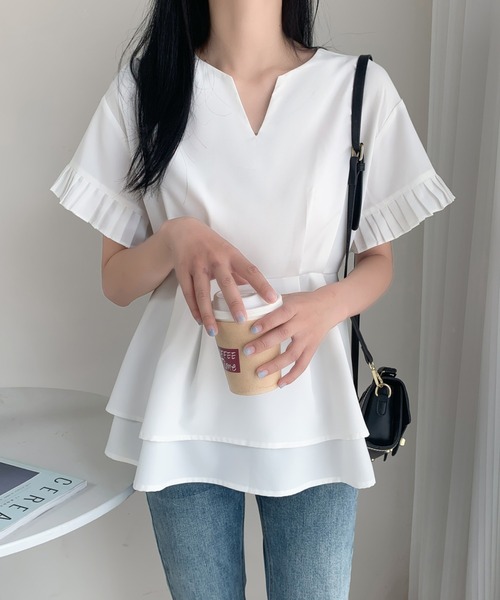 「ABITOKYO」 半袖ブラウス L ブルー レディース_画像6