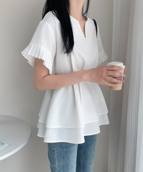 「ABITOKYO」 半袖ブラウス L ブルー レディース_画像7