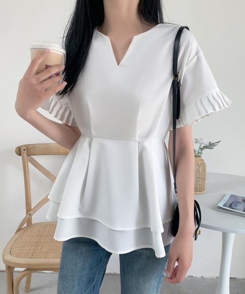 「ABITOKYO」 半袖ブラウス L ブルー レディース_画像8