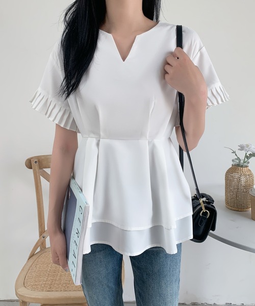 「ABITOKYO」 半袖ブラウス L ブルー レディース_画像9