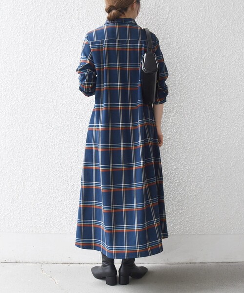 SHIPS any ワンピース any:「洗濯機可能」チェック Aライン フレア