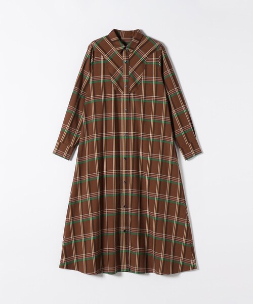 SHIPS any ワンピース any:「洗濯機可能」チェック Aライン フレア