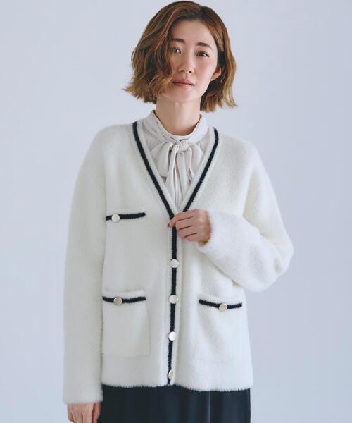 grove（グローブ） カーディガン 軽やかフェザーで魅せる、クラシカル