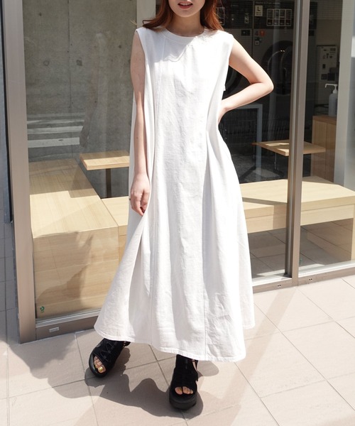 「CORNERS」 ノースリーブワンピース M チャコールグレー レディース_画像2