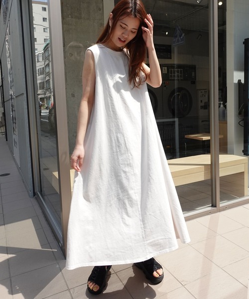 「CORNERS」 ノースリーブワンピース M チャコールグレー レディース_画像6