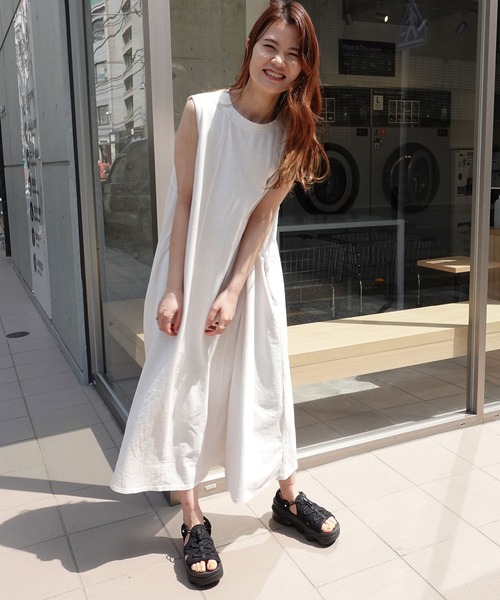 「CORNERS」 ノースリーブワンピース M チャコールグレー レディース_画像9