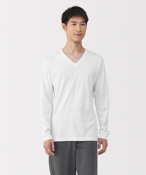 無印良品（MUJI） インナーシャツ 肌着 紳士 あったか綿 厚手 Vネック