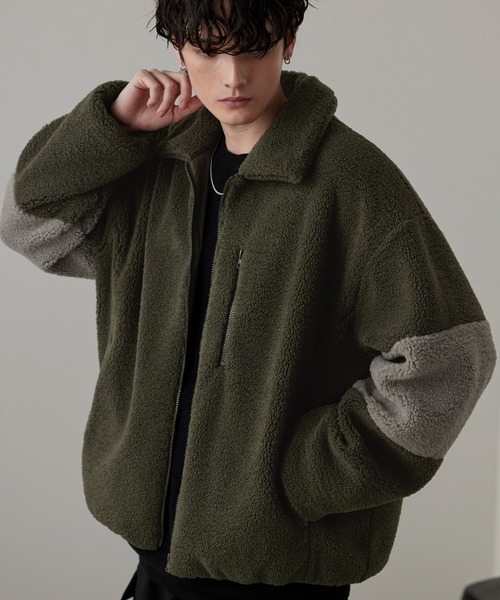 「MONO-MART」 ジップアップブルゾン M アイボリー メンズ_画像2