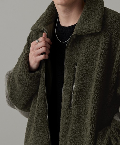 「MONO-MART」 ジップアップブルゾン M アイボリー メンズ_画像3