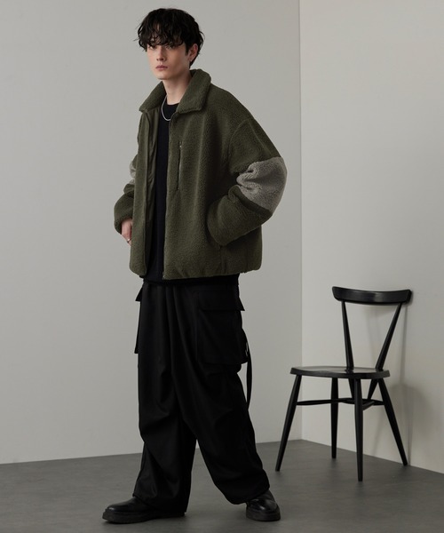 「MONO-MART」 ジップアップブルゾン M アイボリー メンズ_画像4