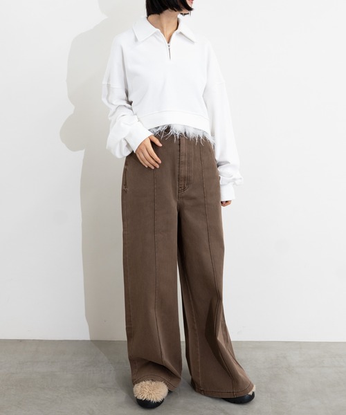 ワイドパンツ ジーンズ デニム デニムパンツ painter detail denim レディース | MIDVEIN | 04