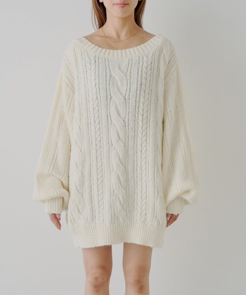 Chico（チコ） ワンピース バックオープンケーブルルーズワンピース