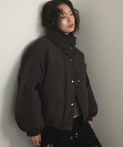 【未使用】OZZON フード付きショートジャケット（黒✕茶） 未使用】OZZON フード付きショートジャケット（黒✕茶）