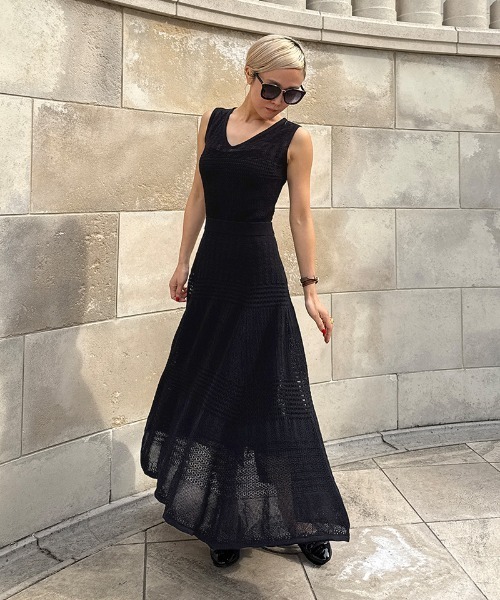 JENNE」 ノースリーブワンピース LARGE ブラック レディース