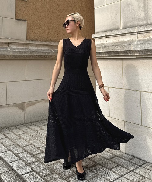 JENNE」 ノースリーブワンピース LARGE ブラック レディース