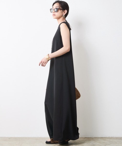 「CHIC STYLE」 ノースリーブワンピース M ブラック レディース_画像9