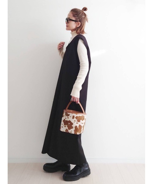 「CORNERS」 サロペットスカート L ブラック レディース_画像3