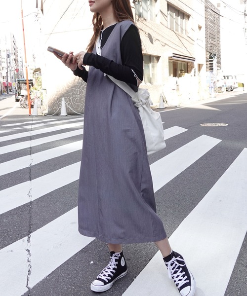 「CORNERS」 サロペットスカート L ブラック レディース_画像6