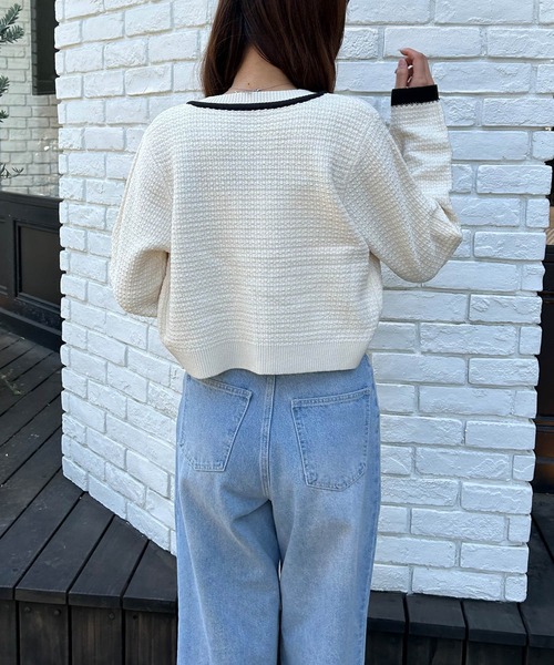 「INGNI」 ニットアンサンブル M ホワイト×ブラック レディース_画像4