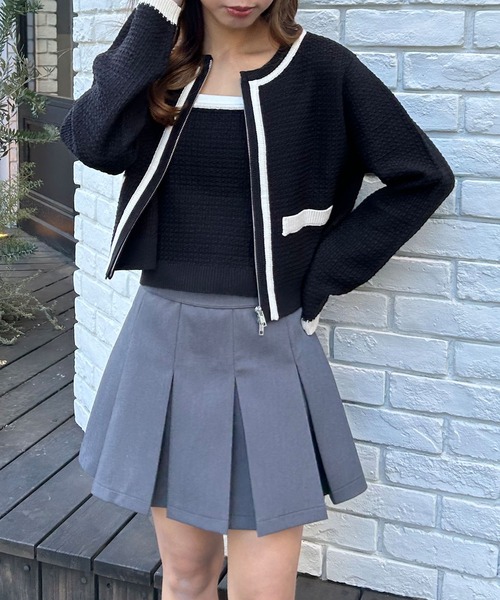 「INGNI」 ニットアンサンブル M ホワイト×ブラック レディース_画像9