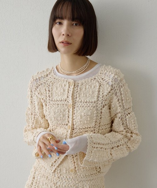 Whim Gazette（ウィム ガゼット） カーディガン ハンドクロシェカーデ