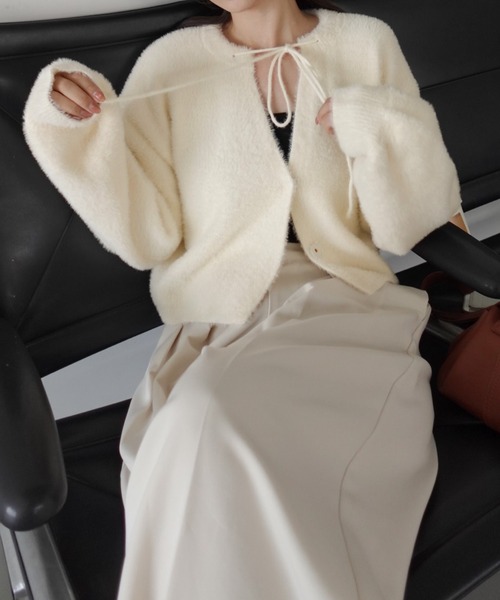 「Louere」 ニットカーディガン MEDIUM グレイッシュベージュ レディース_画像2