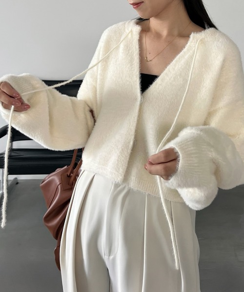 「Louere」 ニットカーディガン MEDIUM グレイッシュベージュ レディース_画像4